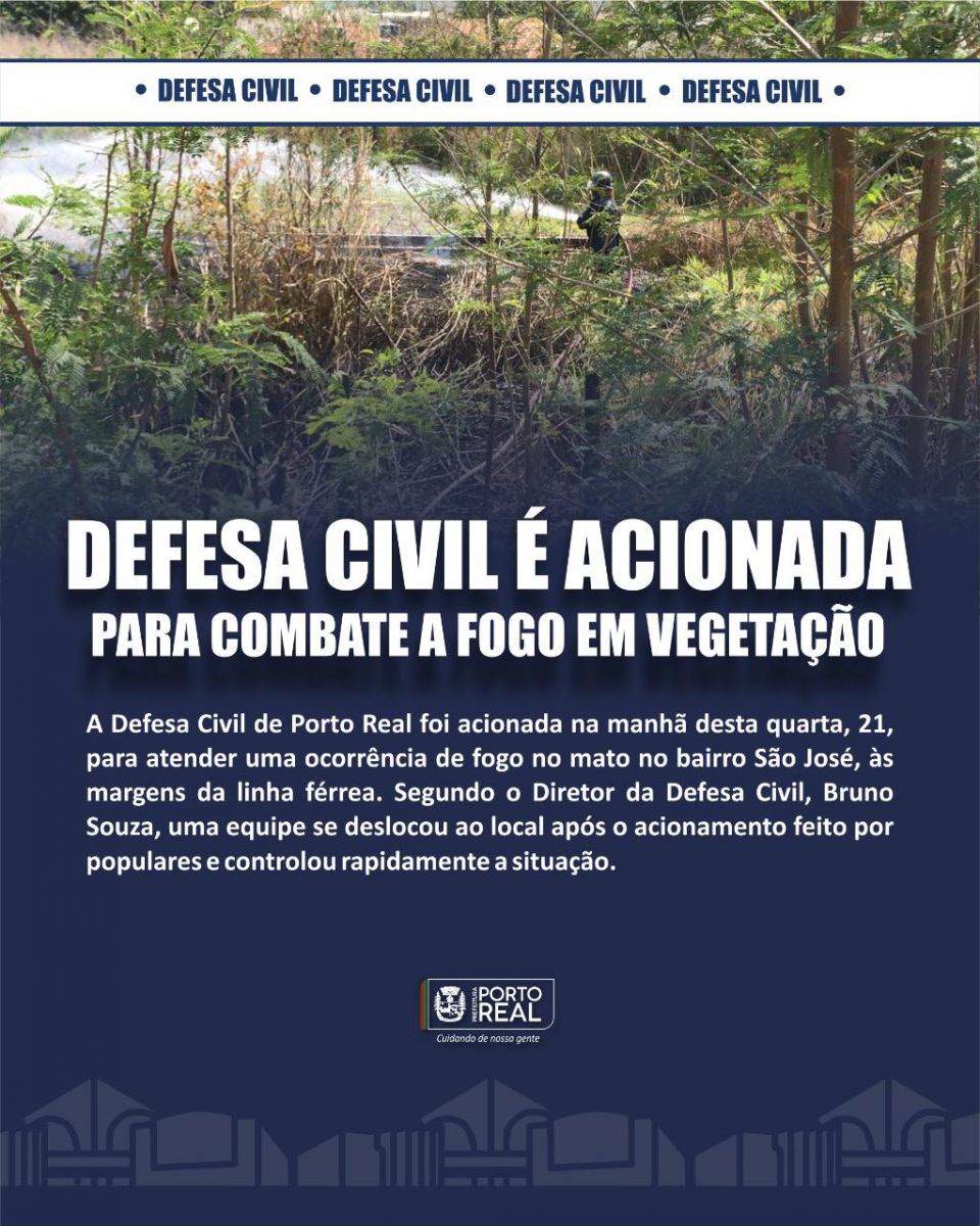 Defesa Civil é acionada para combate a fogo em vegetação 