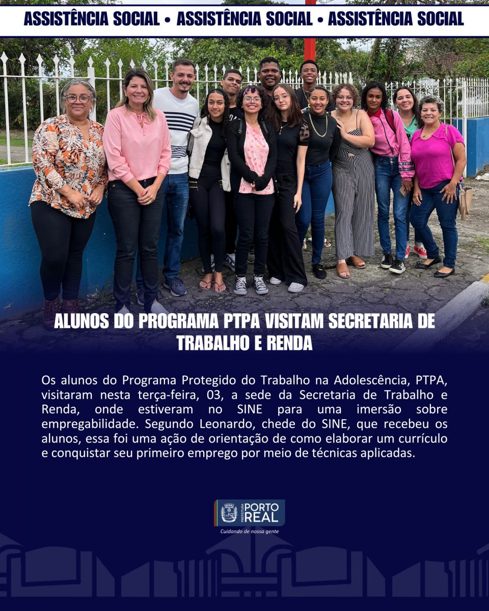 Alunos do Programa PTPA visitam Secretaria de Trabalho e Renda