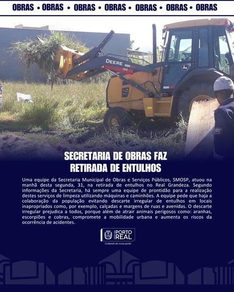 Secretaria de Obras faz retirada de entulhos 