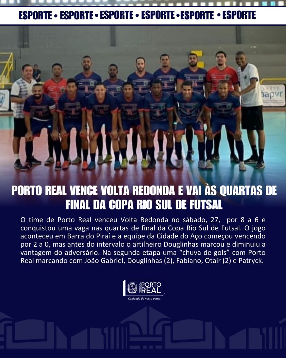 Porto Real vence Volta Redonda e vai às quartas de final da Copa Rio Sul de Futsal