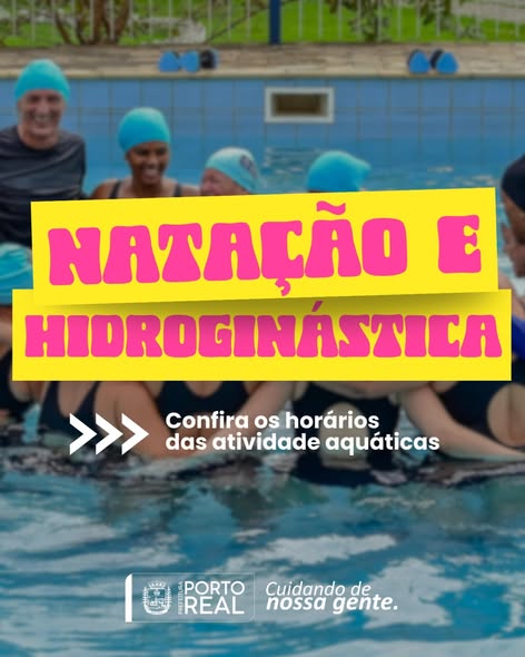 Horário das aulas de natação e hidroginástica
