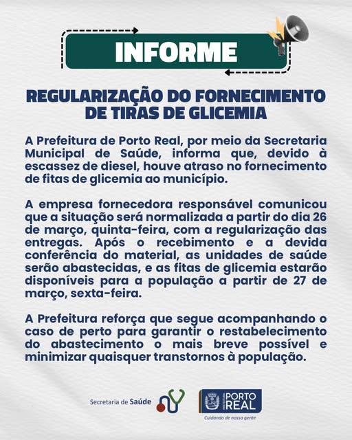 Regularização do fornecimento das tiras de glicemia