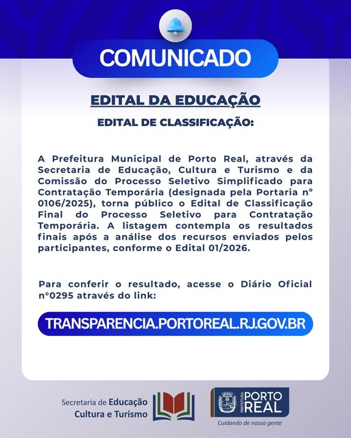 Resultado Edital Educação após análise dos recursos