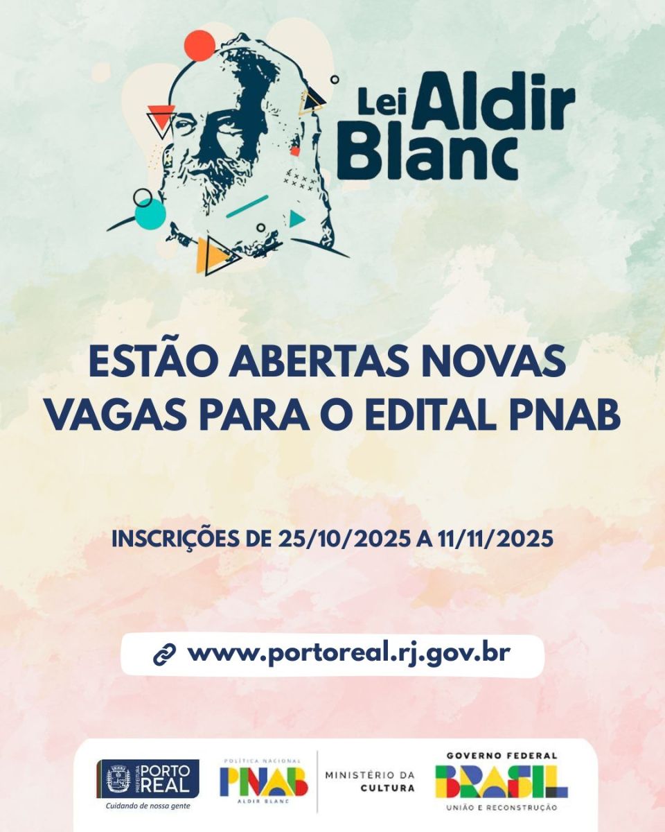 Inscrições abertas para novas vagas do Edital PNAB em Porto Real
