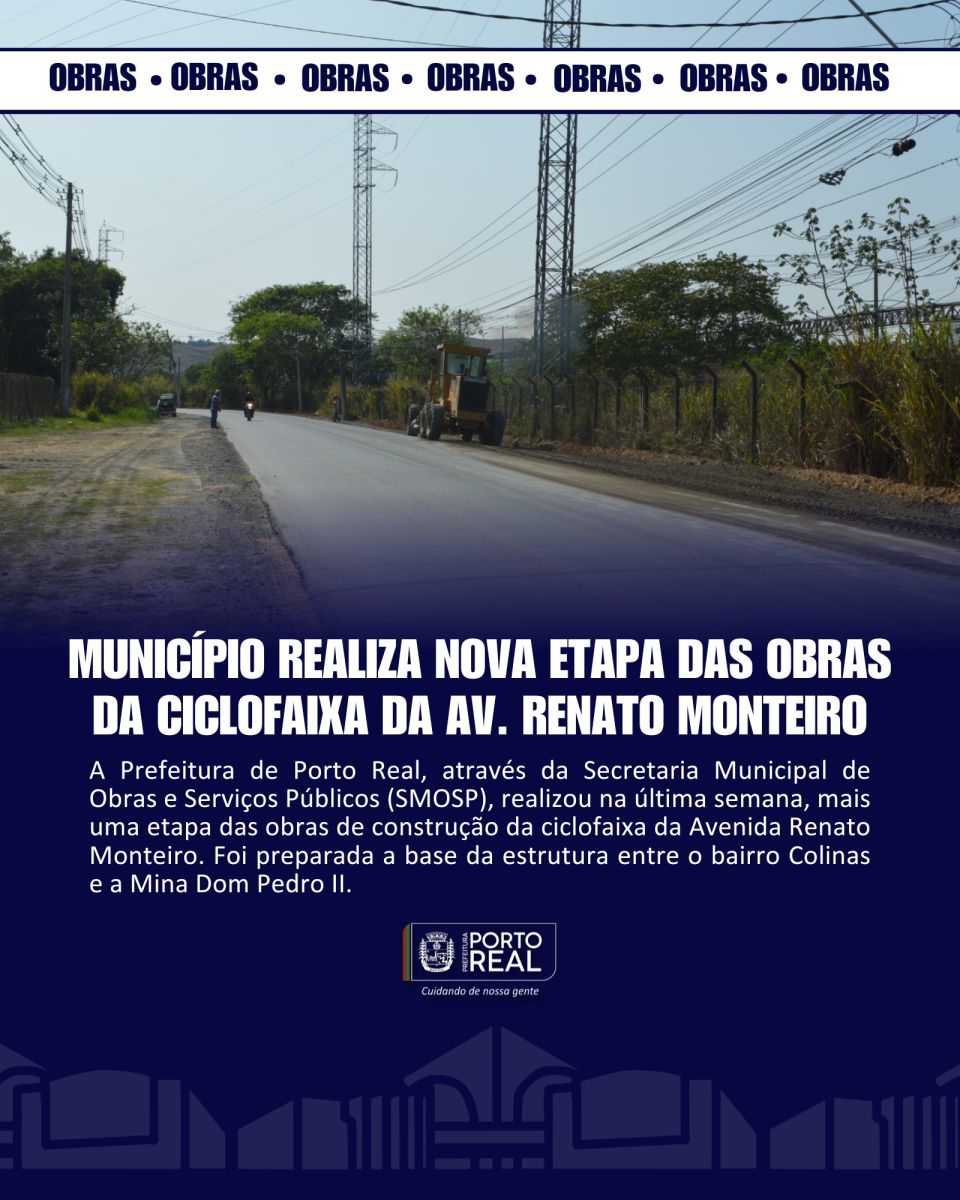 Município realiza nova etapa das obras da ciclofaixa da Av. Renato Monteiro